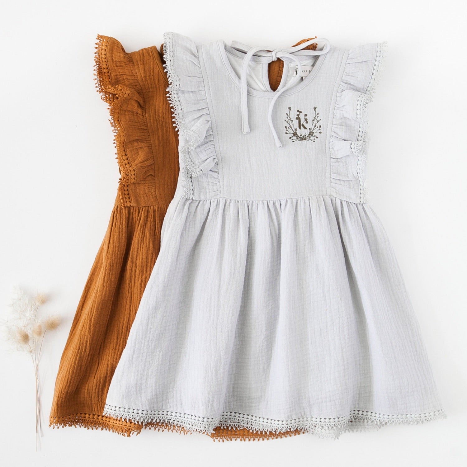 Little Angel Cotton And Lace Dress - Antique Gold