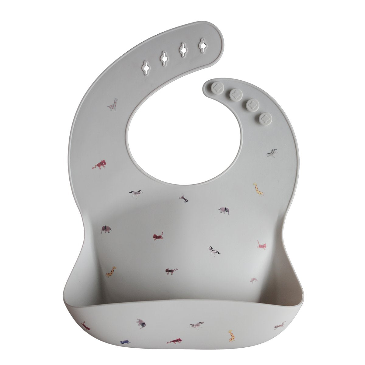 Silicone Baby Bib (Safari Light Grey)