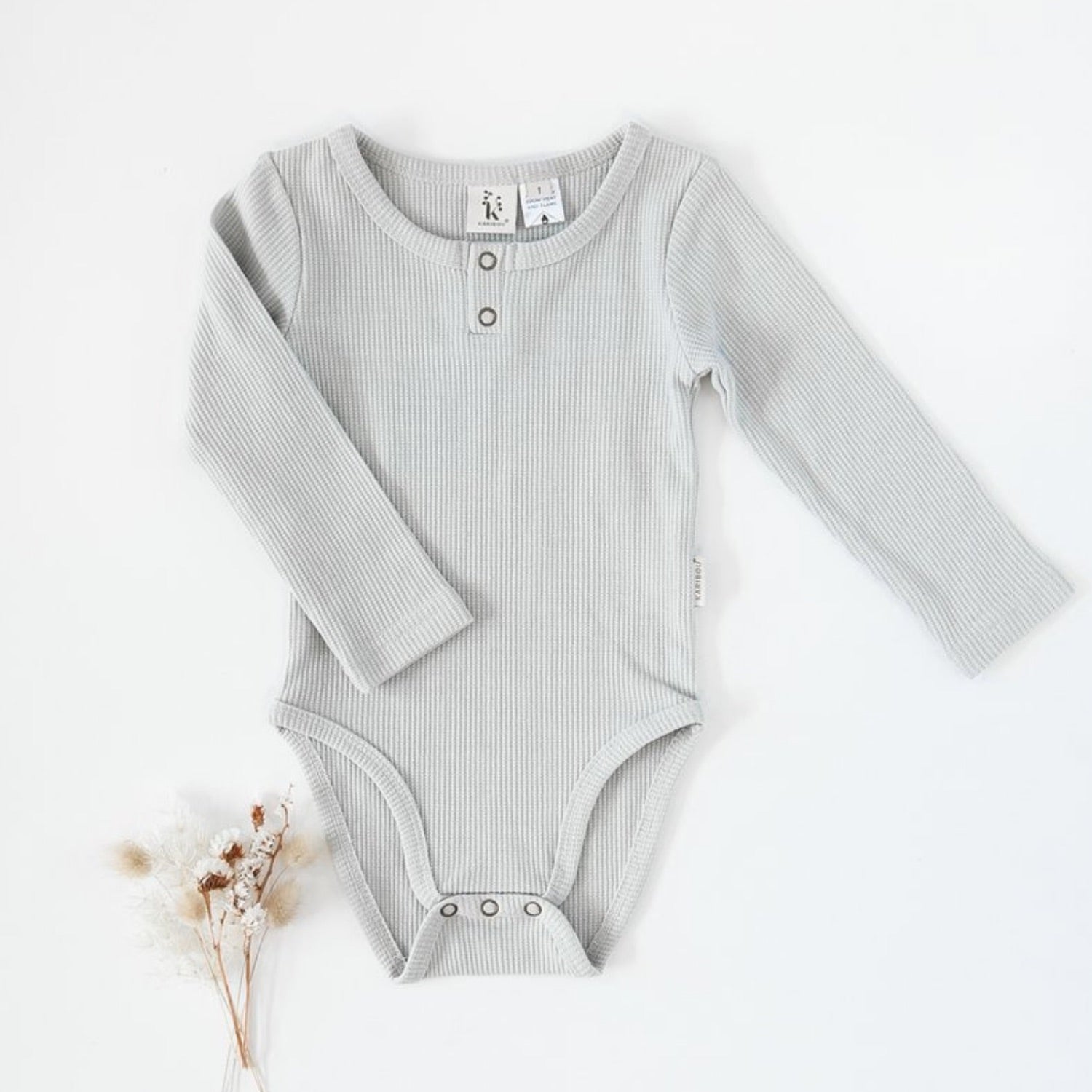 Willow Long Sleeve Waffle Cotton Bodysuit - Sky